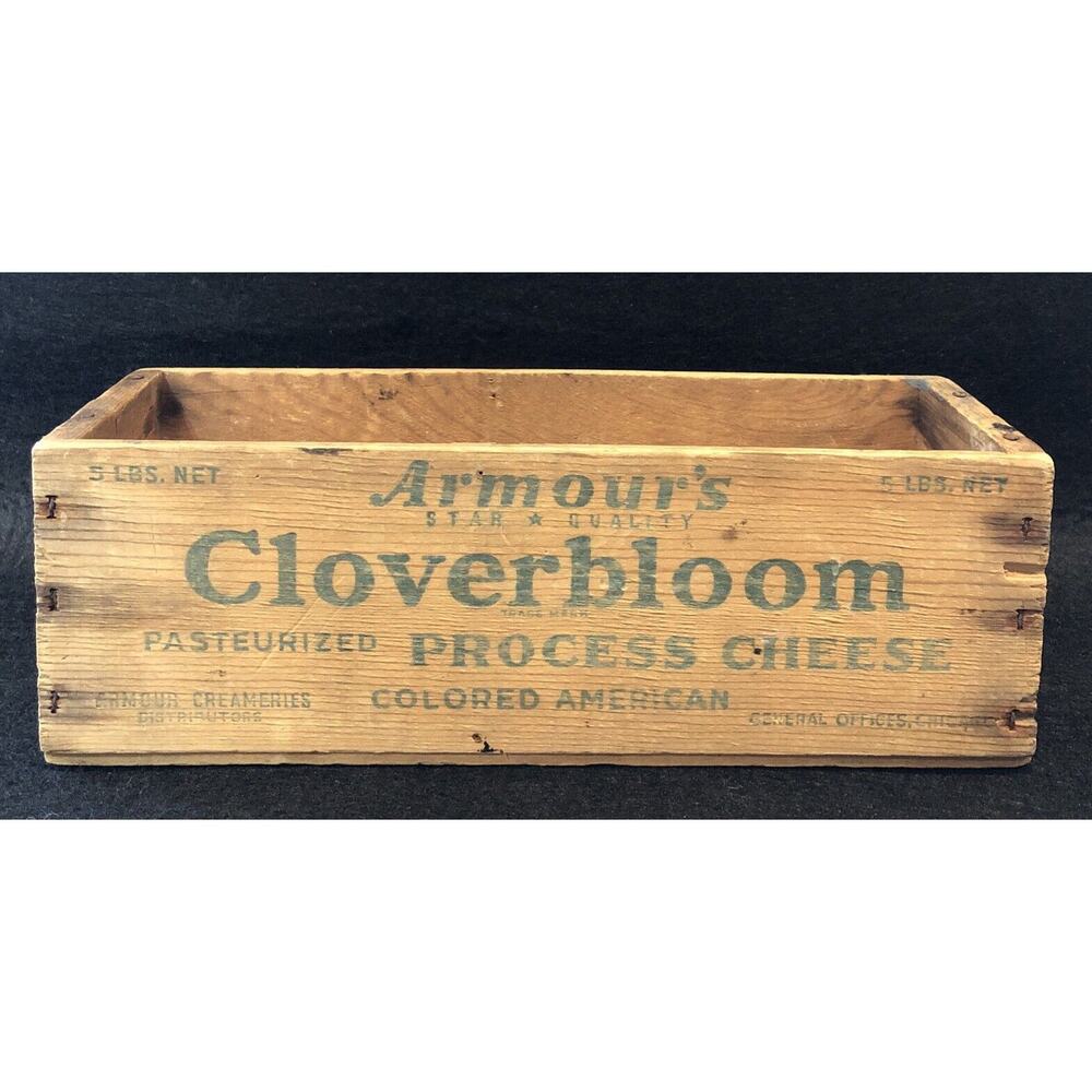 VTG WOOD BOX ARMOUR`S CLOVERBLOOM PASTEURIZED PROCESS CHEESE AMERICAN
